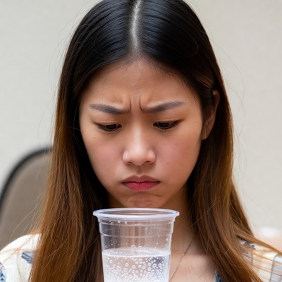Asian woman drinking water from cup