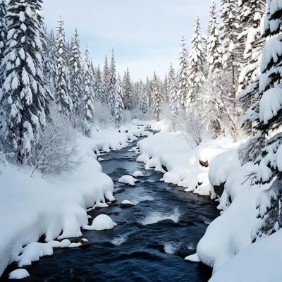 Snowy River in Pine Forest