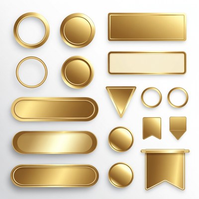 Gold Buttons and Badges Set