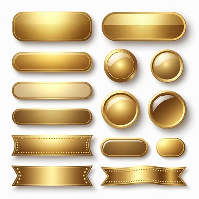 Gold Buttons and Badges Set