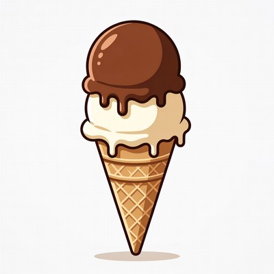 Chocolate Vanilla Ice Cream Cone