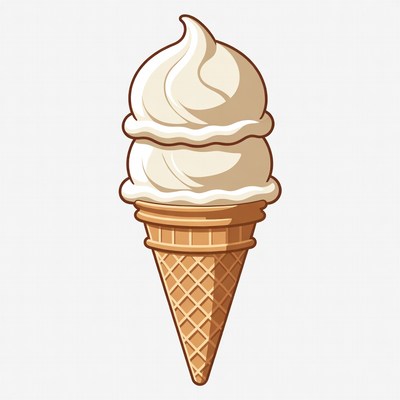 Double Scoop Vanilla Ice Cream Cone