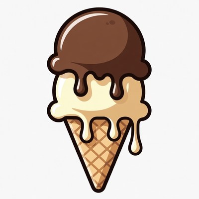 Chocolate Vanilla Ice Cream Cone