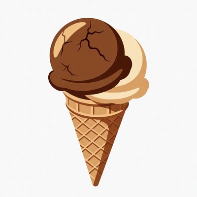 Chocolate Vanilla Ice Cream Cone