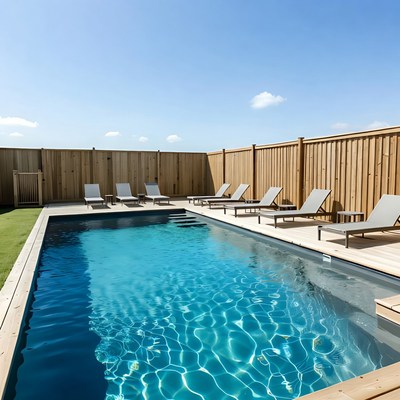 Swimming pool with lounge chairs