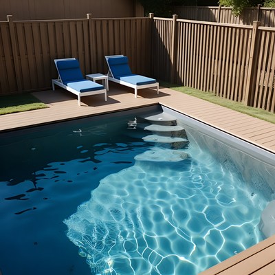 Blue Pool with Lounge Chairs