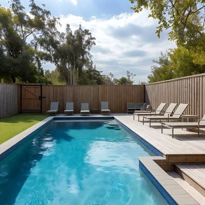 Backyard Swimming Pool with Lounge Chairs