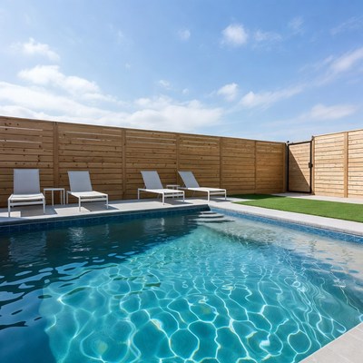 Blue Pool with Lounge Chairs