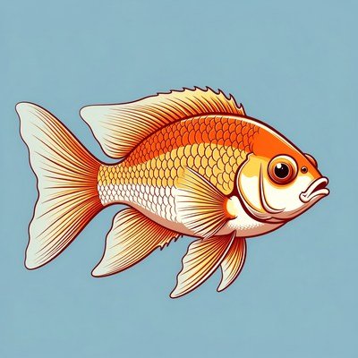 Goldfish illustration on blue background