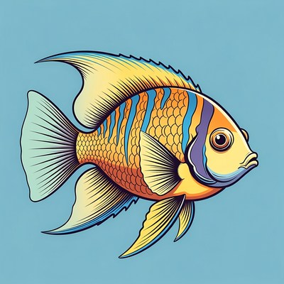 Colorful Angelfish Illustration
