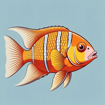 Clownfish illustration on blue background