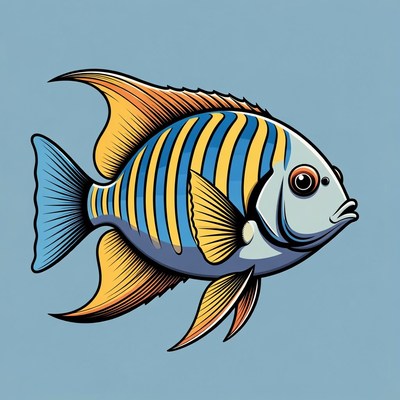 Colorful Striped Angelfish Illustration