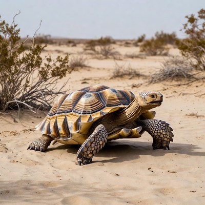 Sulcata Tortoise in Desert