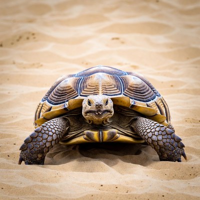 Radiated Tortoise on Sandy Beach