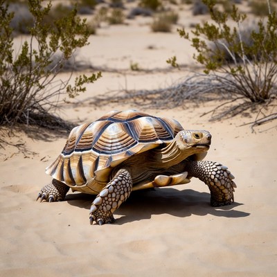 Radiated Tortoise in Desert