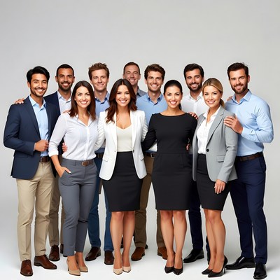 Diverse professional team standing together