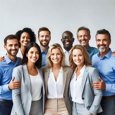 Diverse professional team smiling together