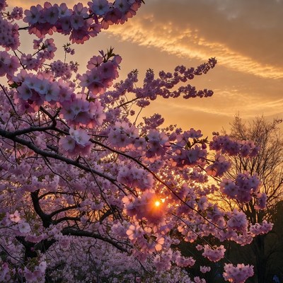 Cherry Blossoms at Sunset