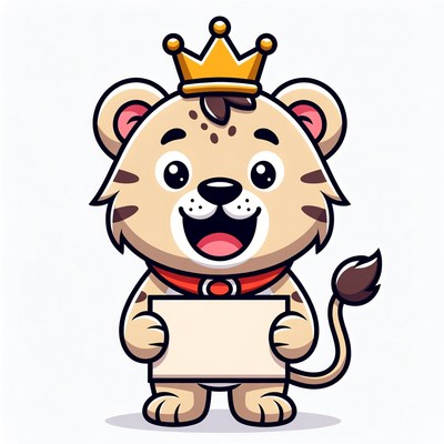 Cartoon Lion Holding Blank Sign