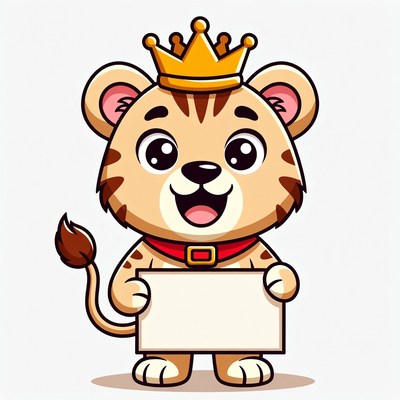 Cartoon Lion Holding Blank Sign