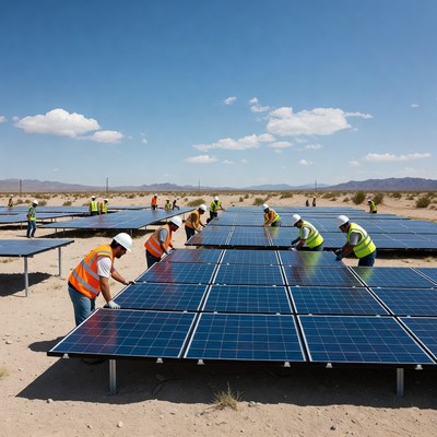 Workers Installing Solar Panels
