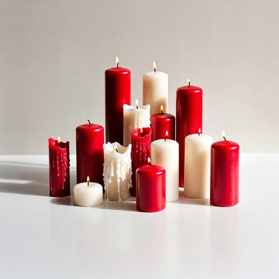 Arrangement of Red and White Candles