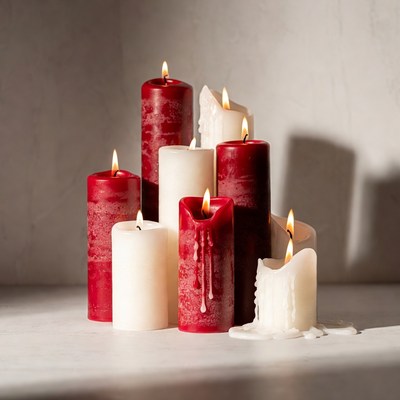 Red and White Burning Candles