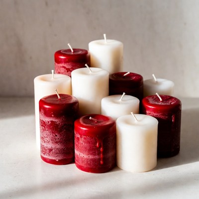 Stack of Red and White Candles