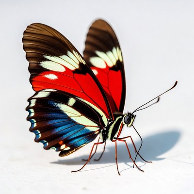 Colorful Red Morpho Butterfly Wings Spread