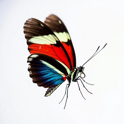 Colorful Morpho Butterfly on White Background