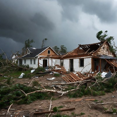 Houses Damaged by Tornado Storm