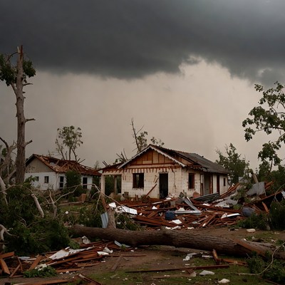 Houses Destroyed by Tornado Storm