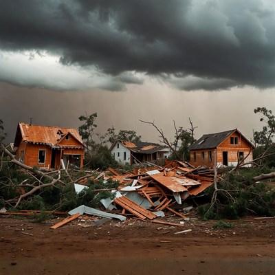 Houses Destroyed by Storm Debris