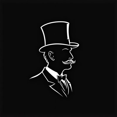 Man in Tuxedo with Top Hat Silhouette