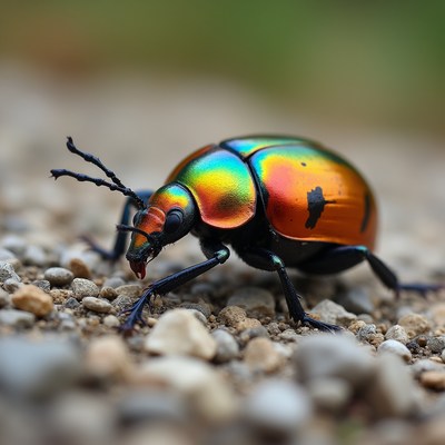Iridescent Jewel Beetle on Gravel