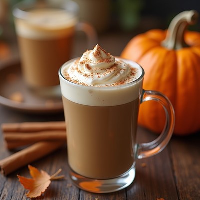 Pumpkin Spice Latte with Cinnamon Sticks