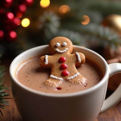 Gingerbread Man on Hot Chocolate
