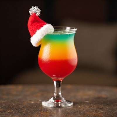 Christmas Santa Hat on Rainbow Cocktail