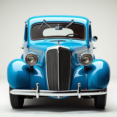 Vintage Blue Pickup Truck Front View