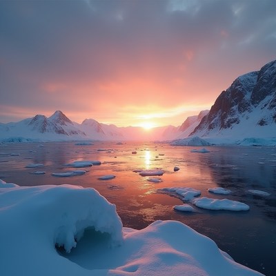 Arctic Sunset Over Iceberg Lagoon