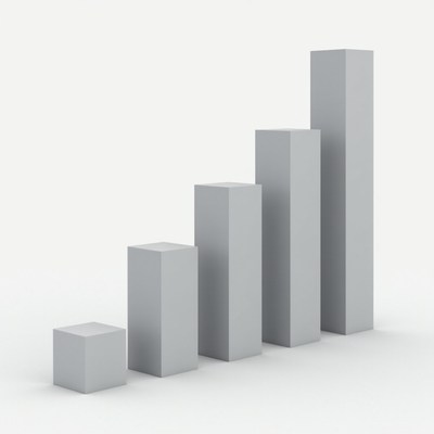 Gray 3D Bar Graph Rising