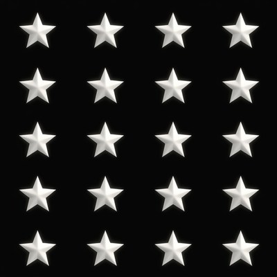 White stars on black background