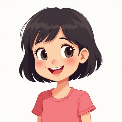 Smiling Asian girl illustration