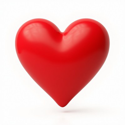 Shiny Red Heart on White