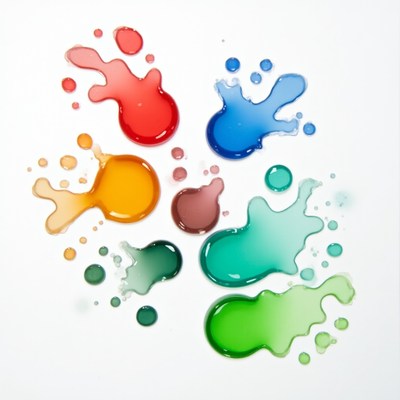 Colorful Paint Splashes on White