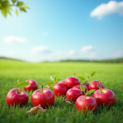Red Apples on Green Grass Field