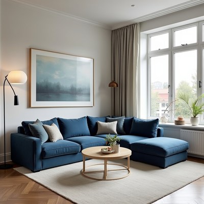 Modern Blue Corner Sofa Living Room