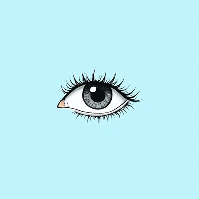 Illustrated blue eye with eyelashes
