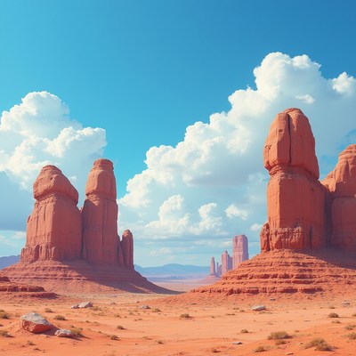 Red Rock Formations in Desert Landscape