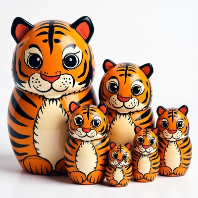 Matryoshka Tiger Family Set